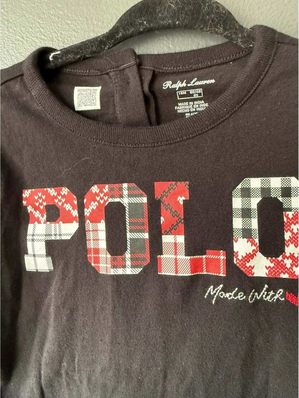Ralph Lauren Toddler Girl Black Long Sleeve Polo Peplum Top 18M